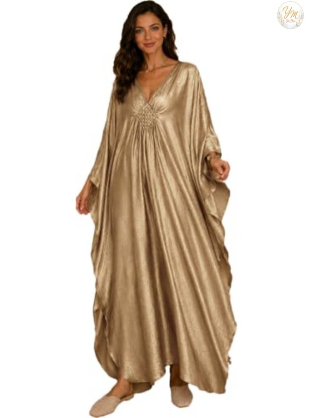 Women's Plus Size Chiffon Kaftan Beach Cover Up V Neck Batwing Sleeve